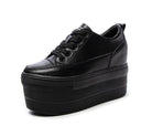 12cm Leather Vulcanized Sneakers for Women - true-deals-club