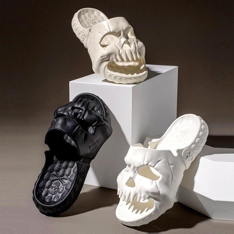 Skull Design Slides for Men Stylish Footwear - True-Deals-Club