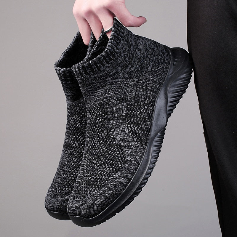 Men's High Top Knit Air Mesh Sneakers - true-deals-club