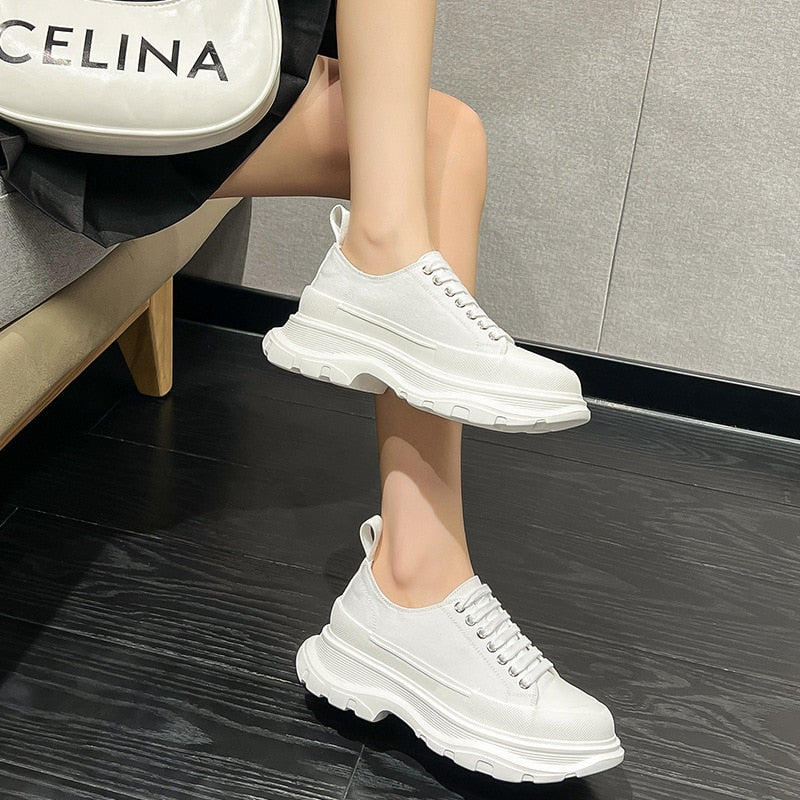 5cm Canvas Chunky Sneakers for Women - True-Deals-Club