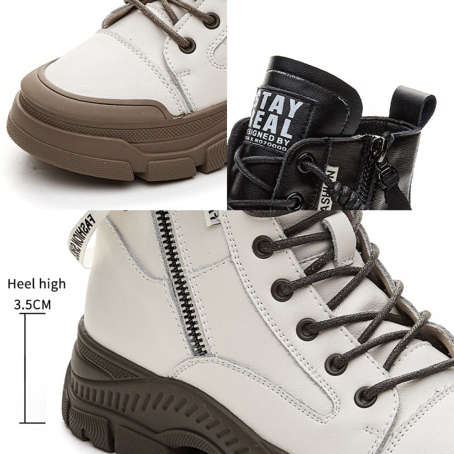 Women's Leather Zip Martin Boots - True-Deals-Club